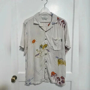 Urban Outfitters Doodle Graphic Camp Beach Resort Shirt Size M